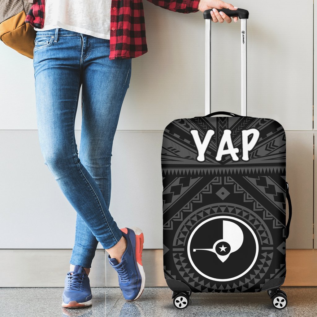 Yap Luggage Covers - Yap Seal With Polynesian Tattoo Style Black - Polynesian Pride