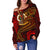 Vanuatu Polynesian Women's Off Shoulder Sweater - Red Shark Polynesian Tattoo - Polynesian Pride