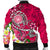 American Samoa Polynesian Men's Bomber Jacket - Turtle Plumeria (Pink) - Polynesian Pride