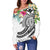 Polynesian Hawaii Kanaka Maoli Women's Off Shoulder Sweater - Summer Plumeria (White) - Polynesian Pride