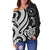 Chuuk Women Off Shoulder Sweater - White Tentacle Turtle - Polynesian Pride