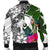 Yap Men's Bomber Jacket White - Turtle Plumeria Banana Leaf - Polynesian Pride