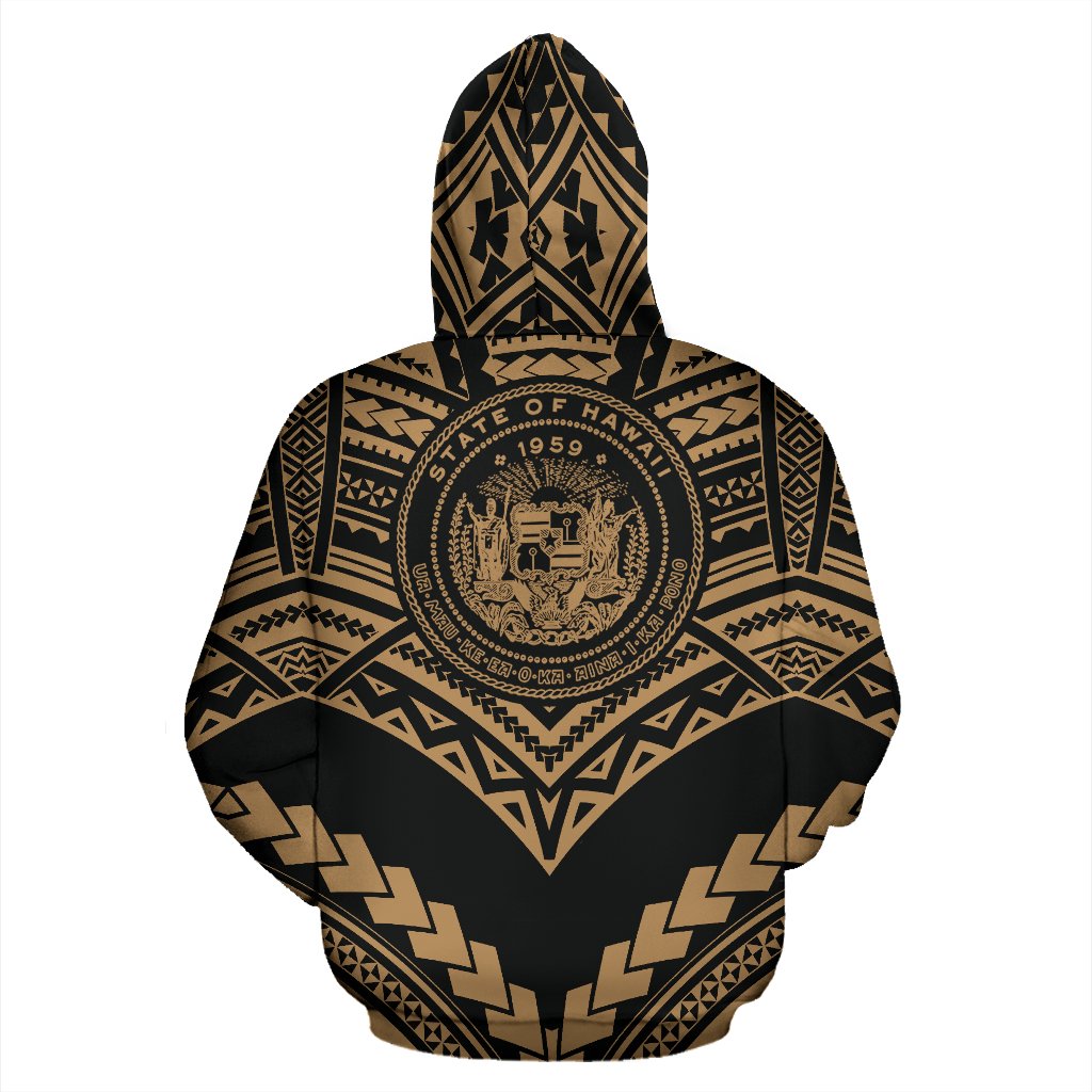 Hawaii Polynesian Zip up Hoodie Tribal New Warrior Style Golden Color - Polynesian Pride