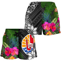 Tahiti Women Shorts - Turtle Plumeria Banana Leaf - Polynesian Pride