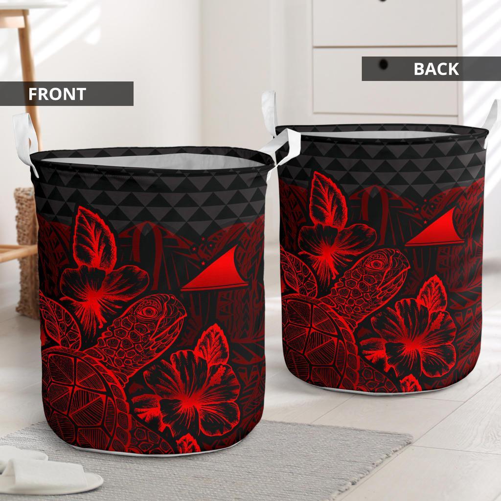 Tokelau Laundry Basket - Polynesian Turtle Hibiscus Red - Polynesian Pride