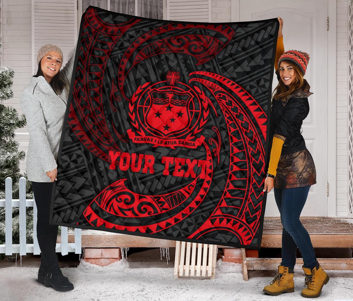 Samoa Polynesian Custom Personalised Premium Quilt - Red Tribal Wave - Polynesian Pride