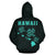 Polynesian Kakau Three Turtle Map of Hawaii Zip Hoodie Turquoise - Polynesian Pride