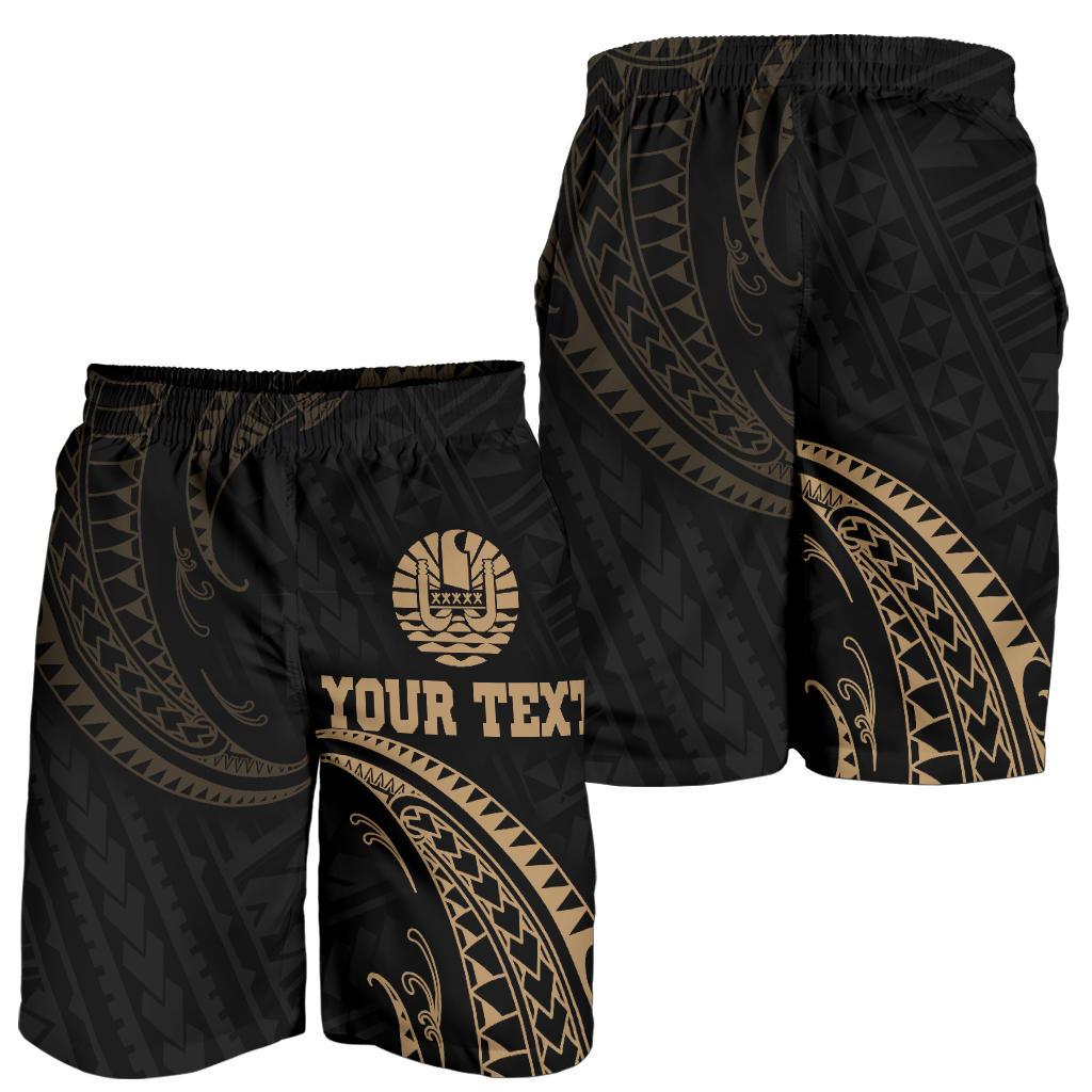 Tahiti Polynesian Custom Personalised Men's Short - Gold Tribal Wave - Polynesian Pride