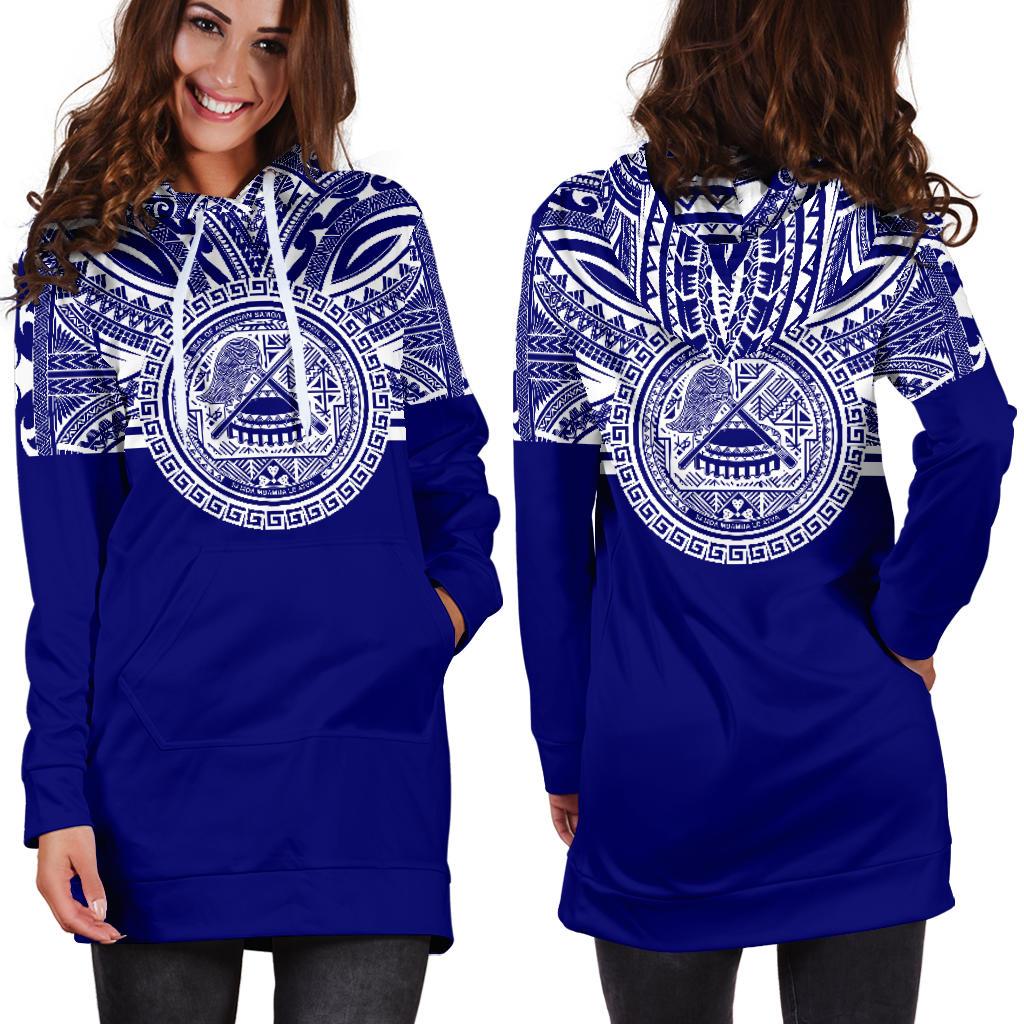 American Samoa Women Hoodie Dress - American Samoa Coat Of Arms Polynesian Flag Color - Polynesian Pride
