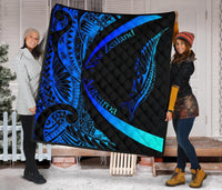 New Zealand Silver Fern Premium Quilt Maori Tattoo Circle Style - Blue - Polynesian Pride