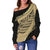 Paua Shell, Maori Silver Fern Women's Off Shoulder Sweater - Polynesian Pride