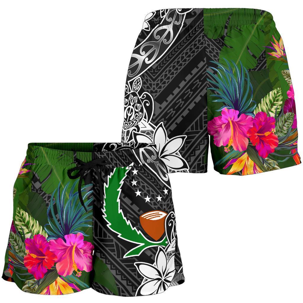 Pohnpei Women Shorts - Turtle Plumeria Banana Leaf - Polynesian Pride