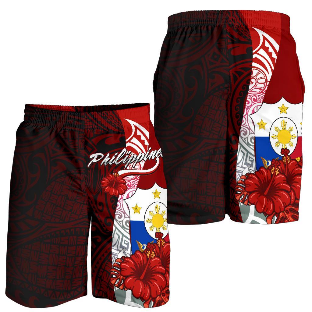 Philippines Polynesian Men's Shorts - Coat Of Arm With Hibiscus - Polynesian Pride