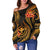 Polynesian Hawaii Women Off Shoulder Sweater - Gold Plumeria - Polynesian Pride