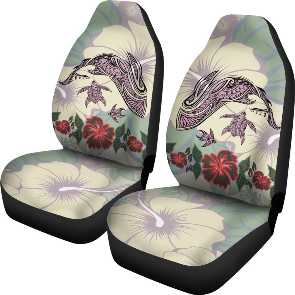 Hawaii Turtle Shark Hibiscus Car Seat Covers - Beige - LH Style Universal Fit Beige - Polynesian Pride