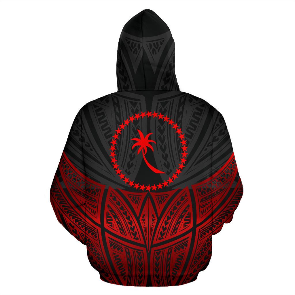 Chuuk Polynesian Zip up Hoodie Red Black Pride Map and Seal - Polynesian Pride