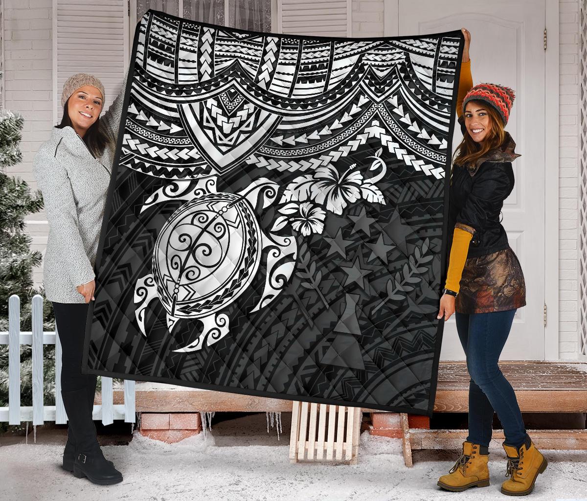 Kosrae Polynesian Premium Quilt - White Turtle - Polynesian Pride