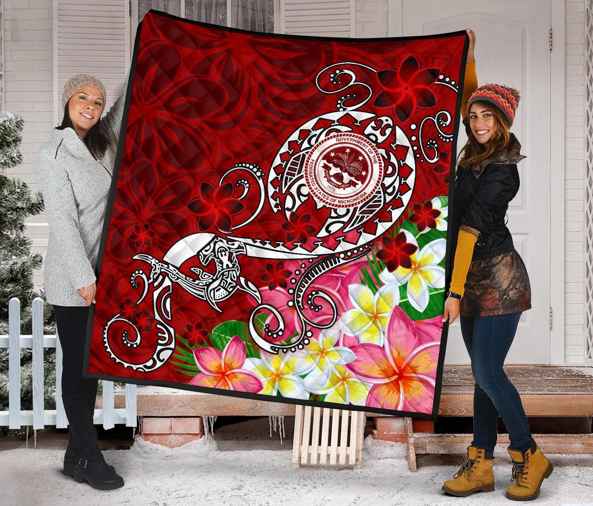 FSM Premium Quilt - Turtle Plumeria (RED) - Polynesian Pride