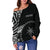 Chuuk Personalised Custom Women's Off Shoulder Sweater - Micronesian Pattern Flash Black - Polynesian Pride