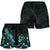 Vanuatu Polynesian Women's Shorts - Turtle With Blooming Hibiscus Turquoise - Polynesian Pride