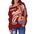 Tahiti Women's Off Shoulder Sweater - Tahiti Seal Polynesian Patterns Plumeria - Polynesian Pride