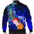 Custom Personalised Yap Men's Bomber Jacket - Humpback Whale with Tropical Flowers (Blue) - Polynesian Pride