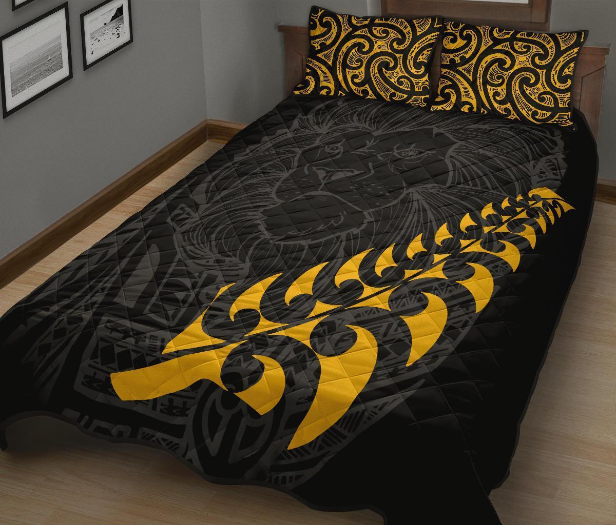 New Zealand Maori Lion Rugby Quilt Bed Set - Polynesian Pride