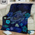 Hawaiian Blue Ocean Honu And Flowers Premium Blanket - Polynesian Pride