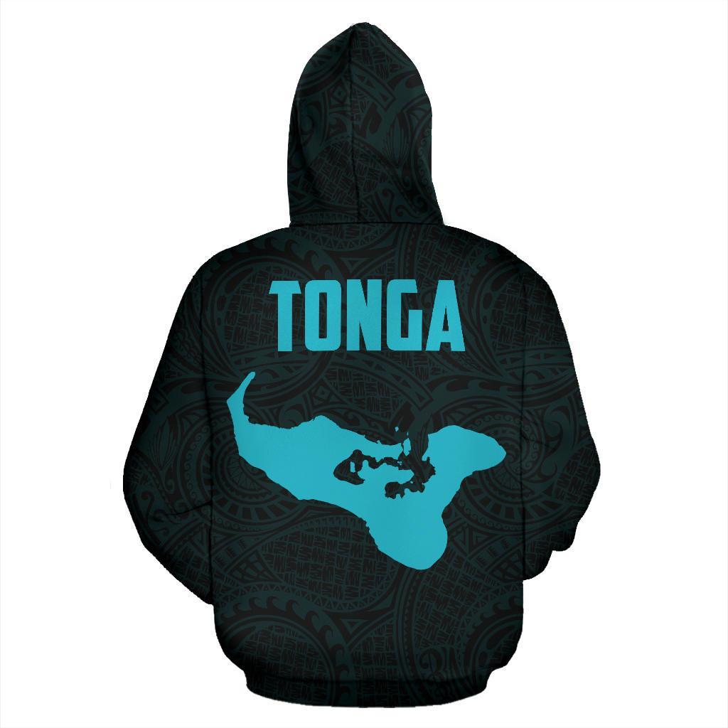 Tonga Polynesian Hoodie Tonga Coat of Arms In Turtle Map - Polynesian Pride