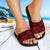 American Samoa Slide Sandals - Turtle Hibiscus Pattern Red - Polynesian Pride