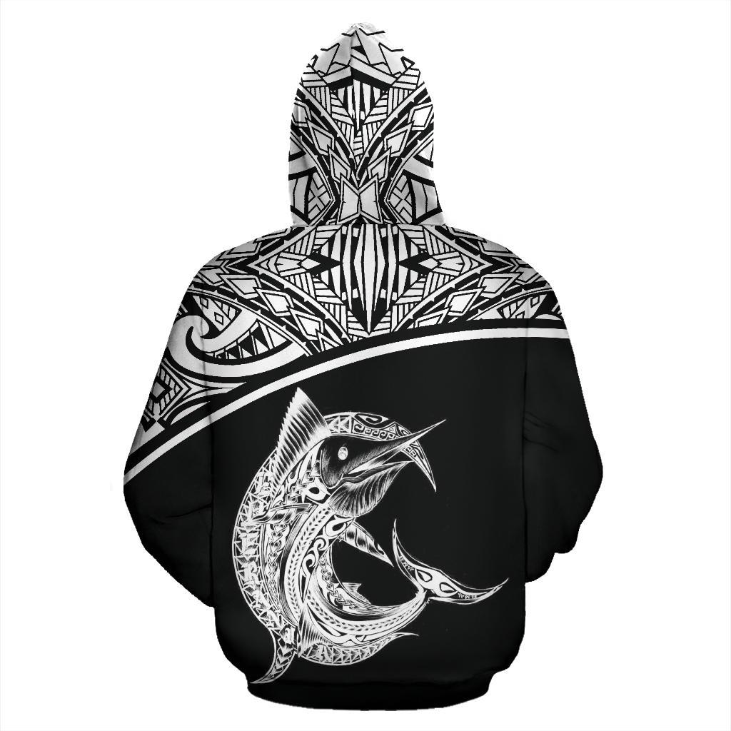 Bora 987 Fish All Over Zip up Hoodie Polynesian Black Curve Style - Polynesian Pride