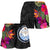 Marshall Islands All Over Print Women's Shorts - Hibiscus Polynesian Pattern Women Black - Polynesian Pride