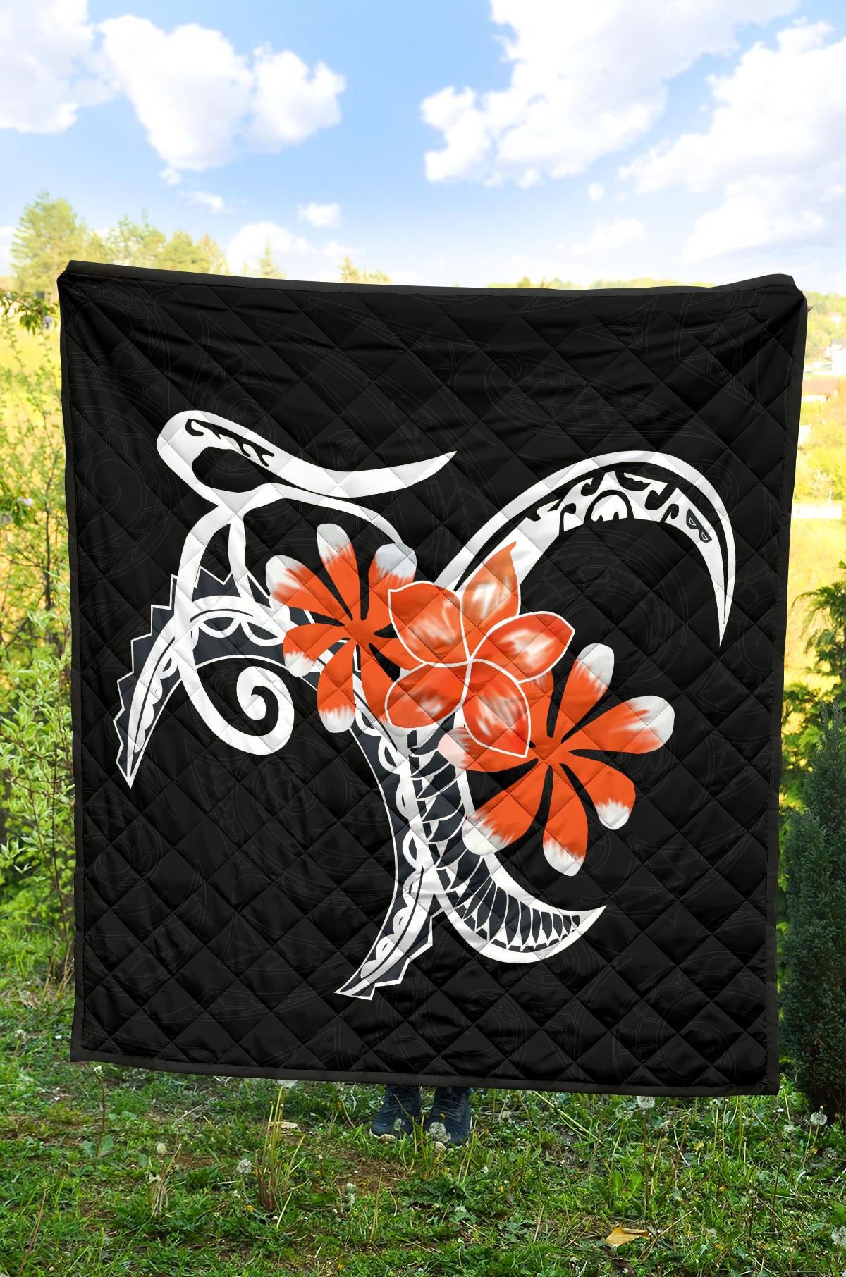 Plumeria Polynesia Orange Premium Quilt - Polynesian Pride