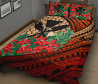 Kanaka Maoli (Hawaiian) - Quilt Bed Set Lauhala Polynesian Hibiscus Red - Polynesian Pride