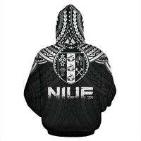 Niue Zip up Hoodie Niue Coat of Arms Polynesian Tattoo A5 - Polynesian Pride