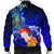 Kosrae Custom Personalised Men's Bomber Jacket - Humpback Whale with Tropical Flowers (Blue) - Polynesian Pride