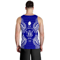 Niue Polynesian Men Tank Top Map Blue - Polynesian Pride