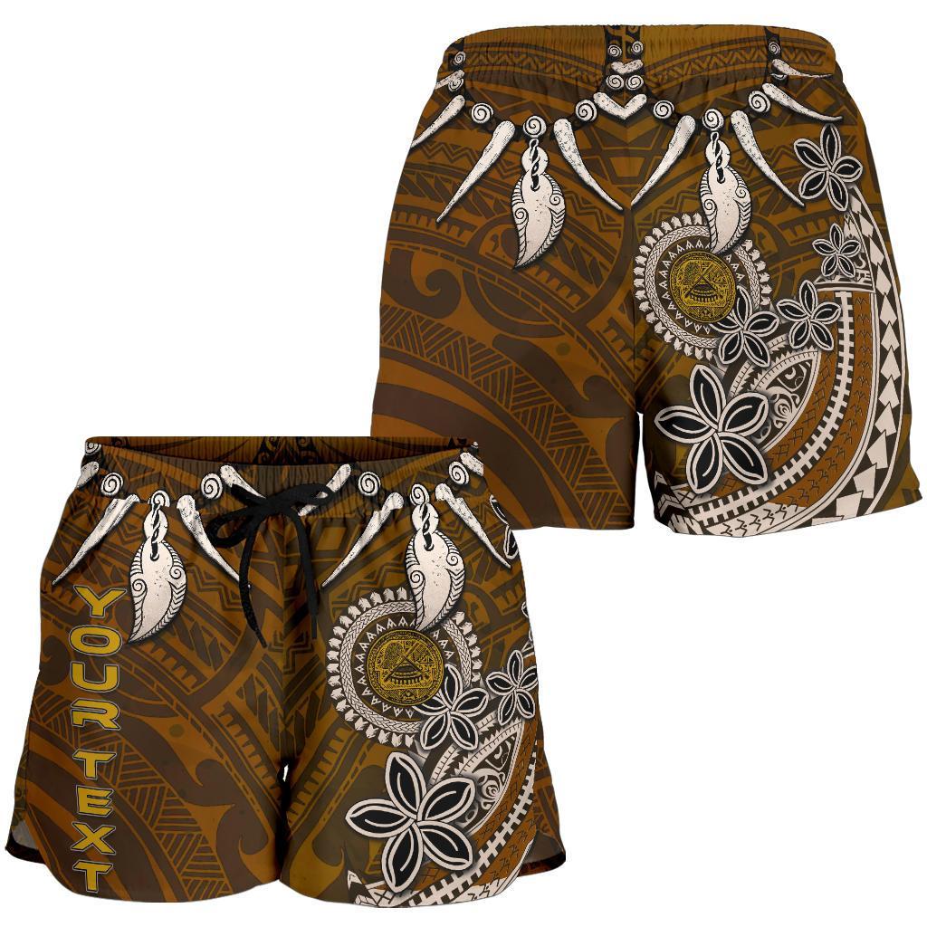 American Samoa Custom Personalised Women's Shorts - Polynesian Boar Tusk Women Brown - Polynesian Pride