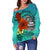 American Samoa Women's Off Shoulder Sweater - Tropical Flowers Style - Polynesian Pride