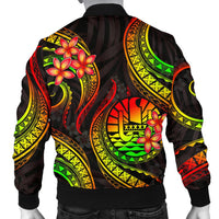 Tahiti Polynesian Men Bomber Jacket - Reggae Plumeria - Polynesian Pride