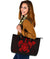 Hawaii Kakau Polynesian Turtle Map Large Leather Tote - Red - Polynesian Pride