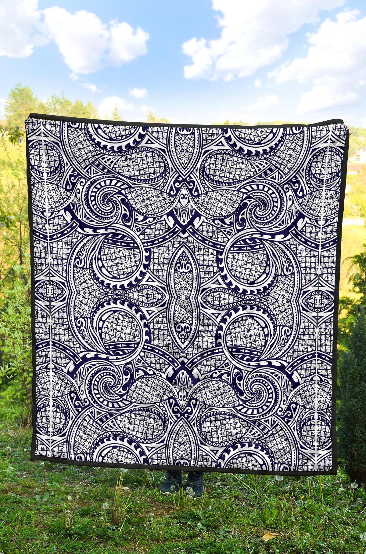Polynesian Premium Quilt Blue And White - Polynesian Pride