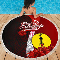 New Caledonia Polynesian Beach Blanket - Coat Of Arm With Hibiscus - Polynesian Pride