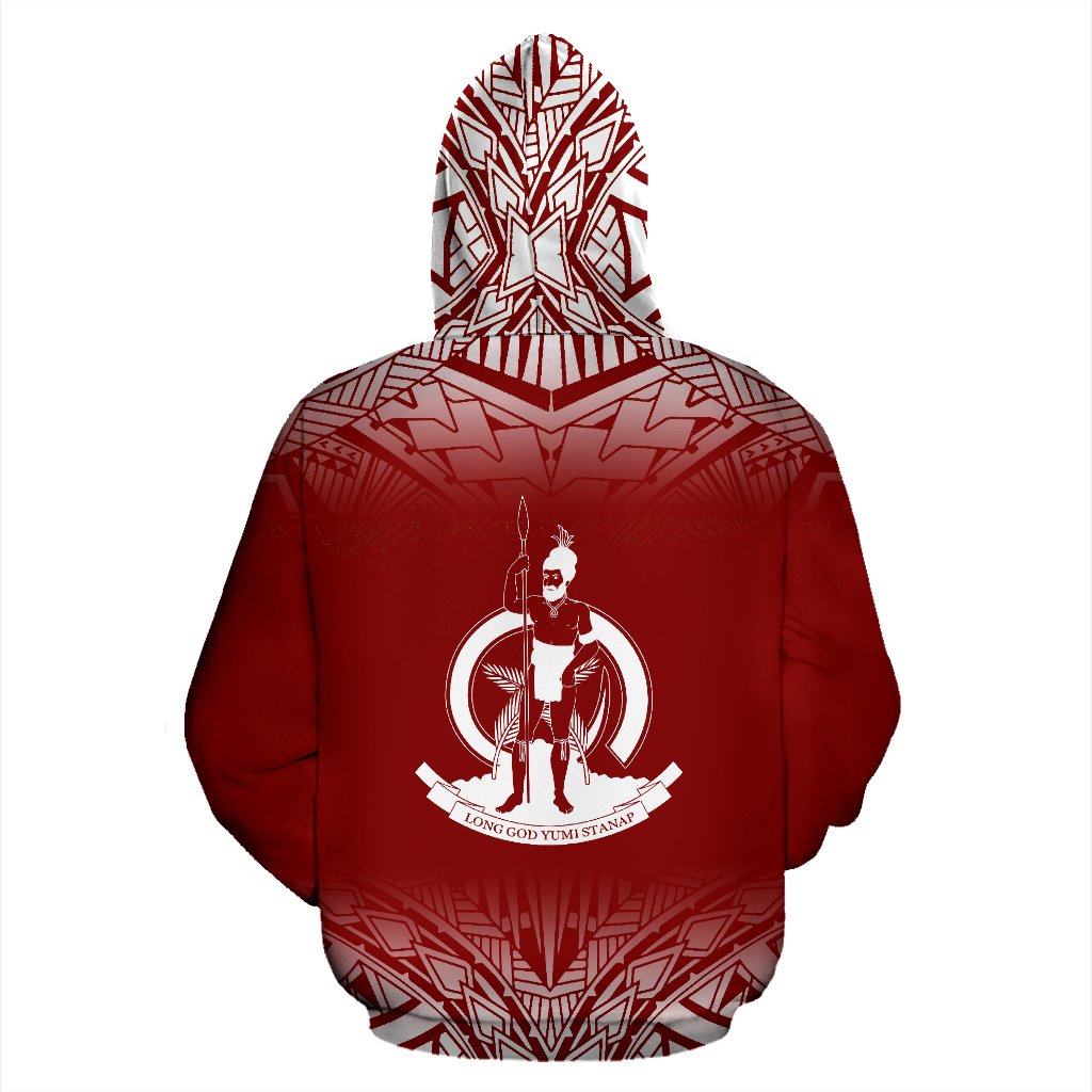 Vanuatu All Over Zip up Hoodie Fog Red - Polynesian Pride