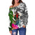 Vanuatu Custom Personalised Women's Off Shoulder Sweater White - Turtle Plumeria Banana Leaf - Polynesian Pride