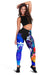 Polynesian Hawaii Women's Leggings - Humpback Whale with Tropical Flowers (Blue) - Polynesian Pride