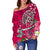 Polynesian Women's Off Shoulder Sweater - Turtle Plumeria Pink Color - Polynesian Pride