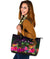 Fiji Large Leather Tote Bag - Summer Hibiscus - Polynesian Pride