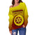 Tonga High School Women's Off Shoulder Sweater Polynesian Style Yellow - Polynesian Pride