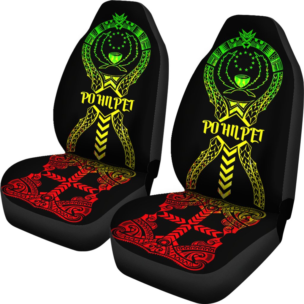 Pohnpei Car Seat Covers - Pohnpei Flag Micronesian Tribal Reggae - Polynesian Pride